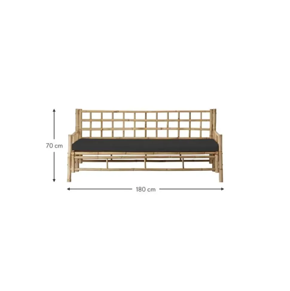Bambus-Sofa Mandisa (3-Sitzer) Mit Sitzpolster