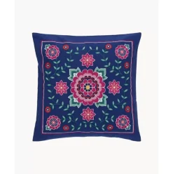 Baumwoll-Kissenhulle Lore Mit Besticktem Blumenmotiv