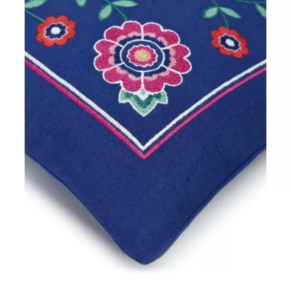 Baumwoll-Kissenhulle Lore Mit Besticktem Blumenmotiv