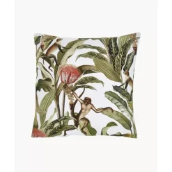 Baumwoll-Kissenhulle Monkey Mit Tropischem Print