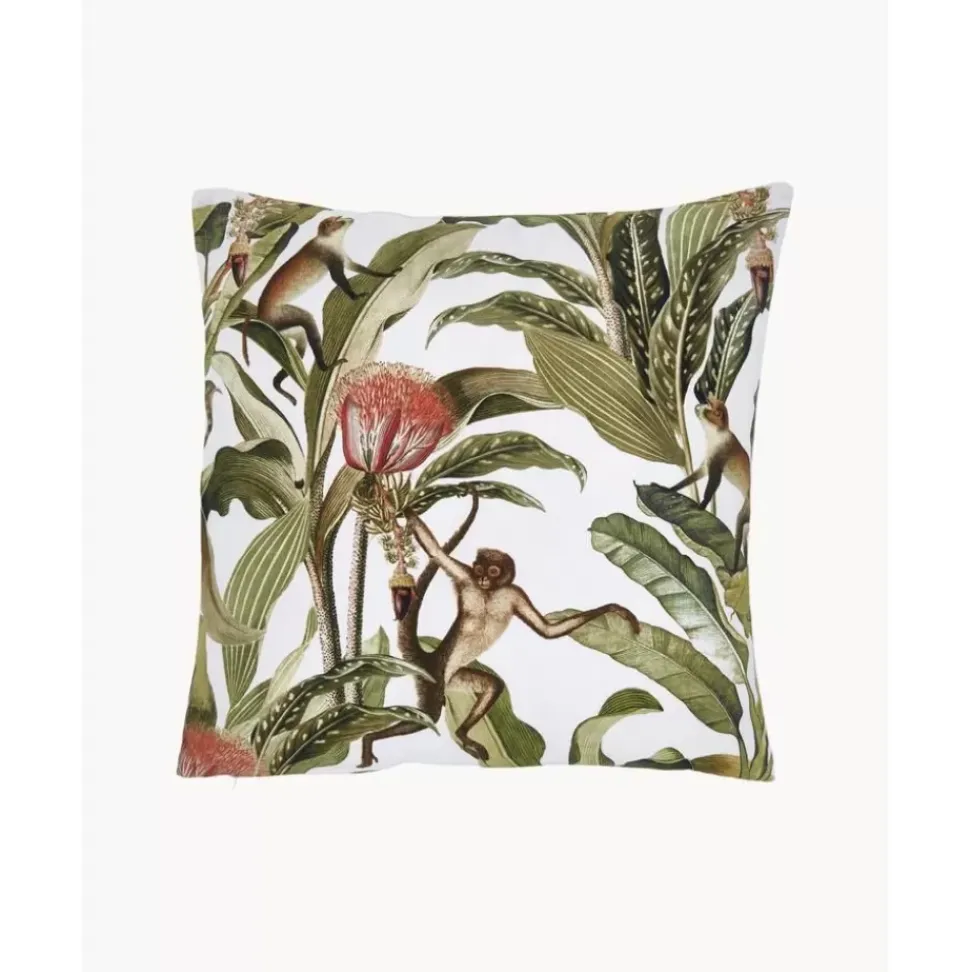 Baumwoll-Kissenhulle Monkey Mit Tropischem Print