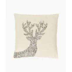 Bestickte Kissenhulle Deer Mit Weihnachtlicher Verzierung