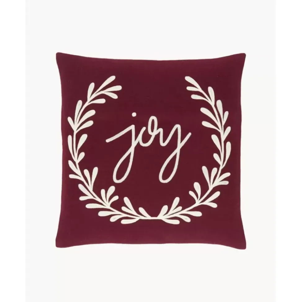 Bestickte Kissenhulle Joy In Rot