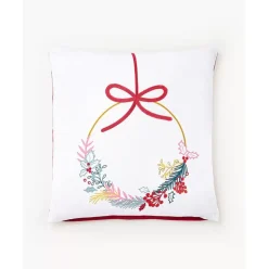 Bestickte Kissenhulle Tinsel Mit Weihnachtlichem Motiv
