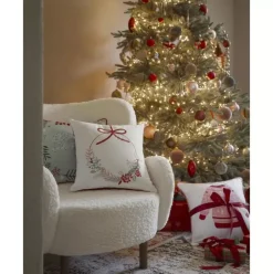 Bestickte Kissenhulle Tinsel Mit Weihnachtlichem Motiv