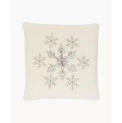 Bestickte Samt-Kissenhulle Snowflake Mit Kederumrandung