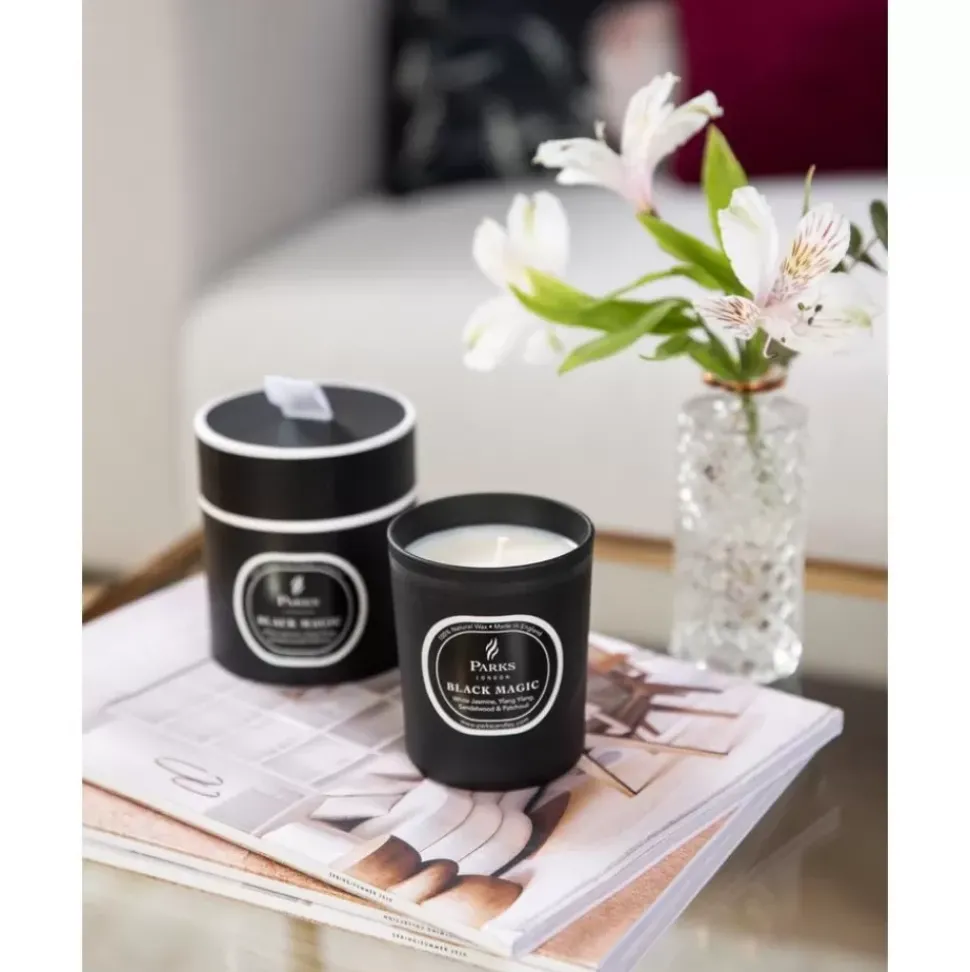 Duftkerze Black Magic (Weiser Jasmin, Ylang Ylang & Sandelholz)