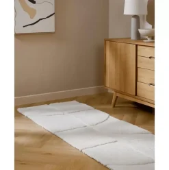 Flauschiger Hochflor-Laufer Jade Mit Erhabener Hoch-Tief-Struktur