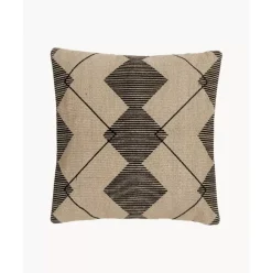 Gemusterte Jute-Kissenhulle Lubna Mit Stickerei