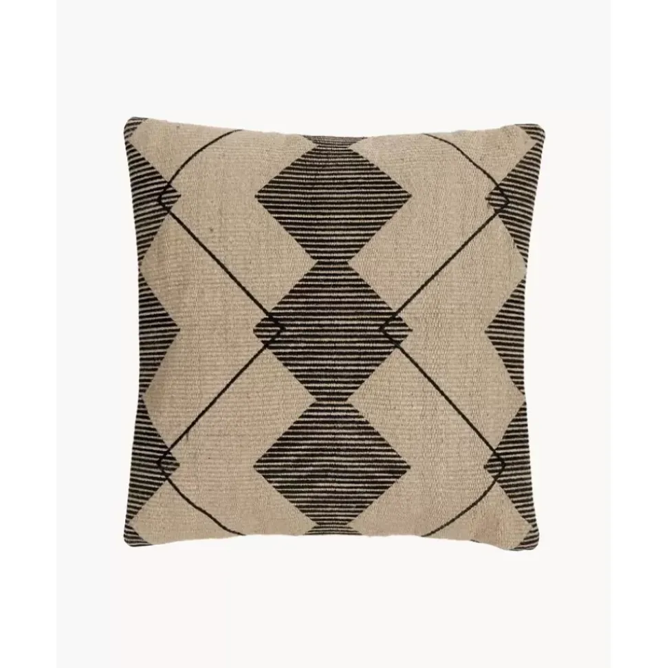 Gemusterte Jute-Kissenhulle Lubna Mit Stickerei