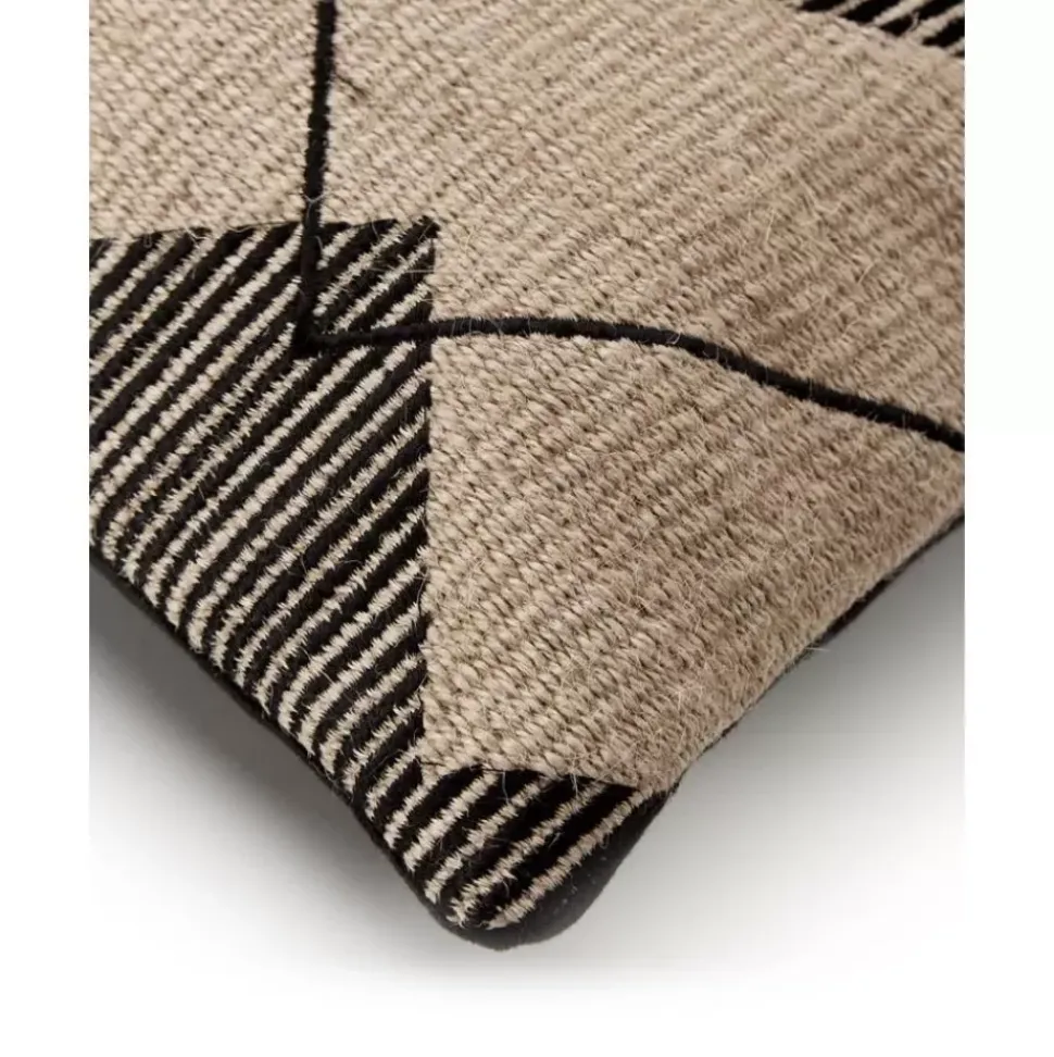 Gemusterte Jute-Kissenhulle Lubna Mit Stickerei