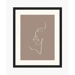 Gerahmter Digitaldruck Minimal Line Face, Handgefertigt
