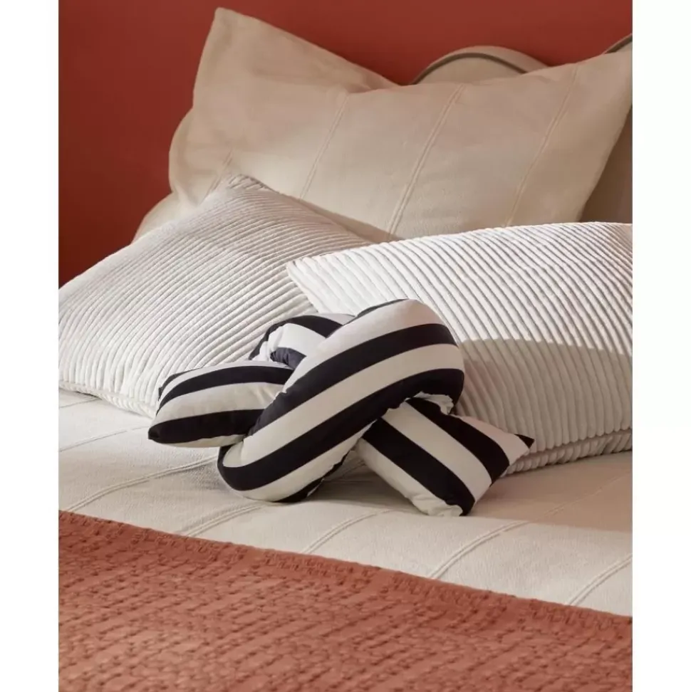 Gestreiftes Samt-Dekokissen Knot, Mit Inlett