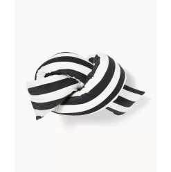 Gestreiftes Samt-Dekokissen Knot, Mit Inlett