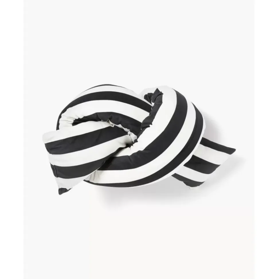 Gestreiftes Samt-Dekokissen Knot, Mit Inlett