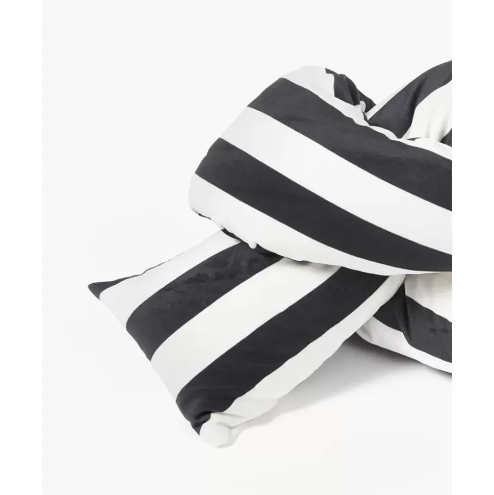 Gestreiftes Samt-Dekokissen Knot, Mit Inlett