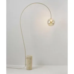 Grose Bogenlampe Cora Mit Travertin-Fus