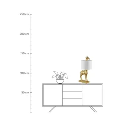 Grose Design Tischlampe Epigaea Mit Leinenschirm