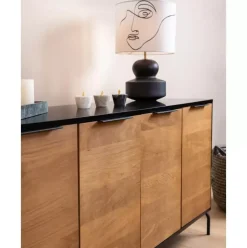 Grose Keramik-Tischlampe Georgina Mit One-Line-Drawing