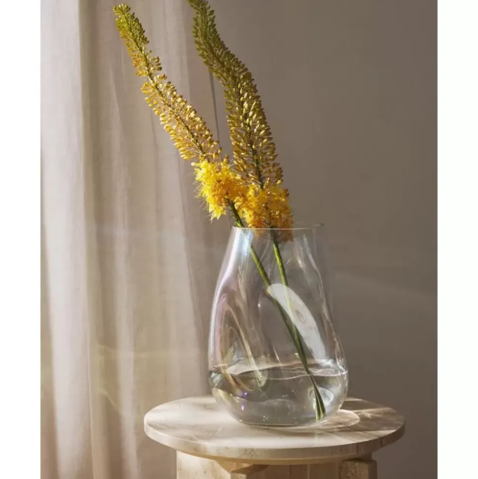 Grose Mundgeblasene Glas-Vase Rainbow, Irisierend
