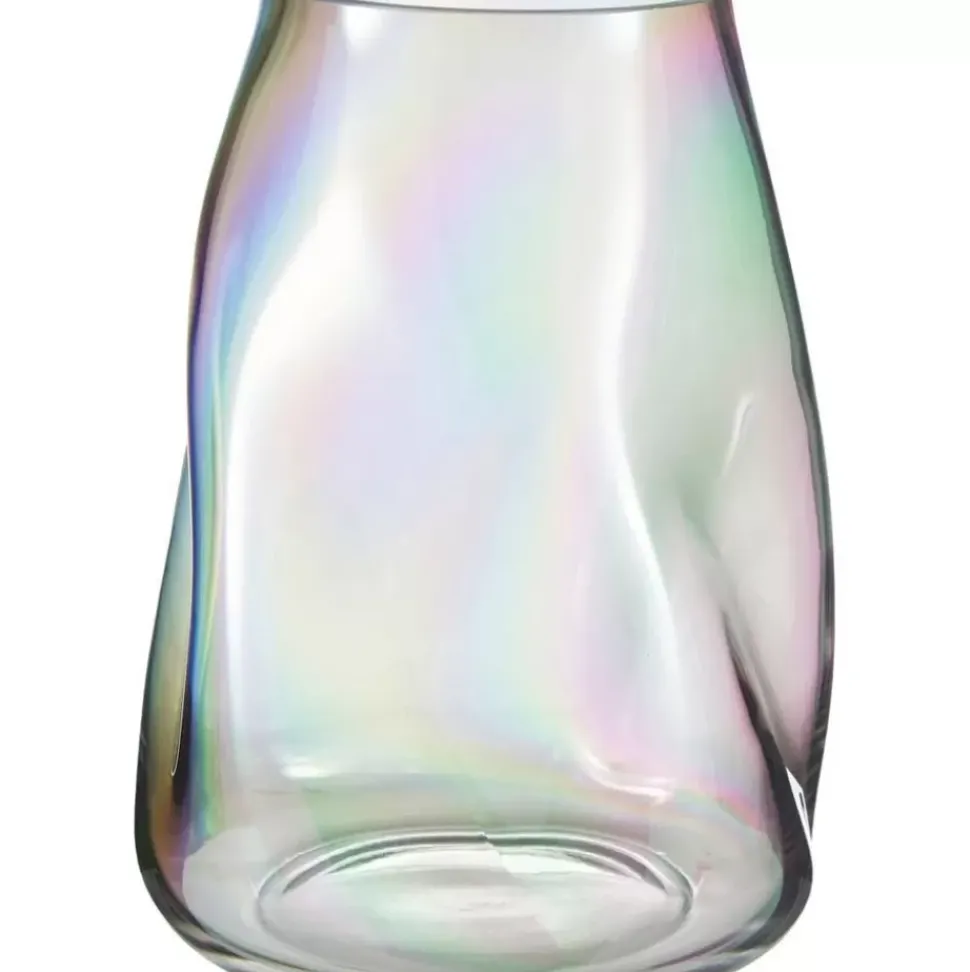Grose Mundgeblasene Glas-Vase Rainbow, Irisierend