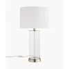 Grose Tischlampe Abigail Aus Glas Und Leinen