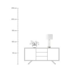 Grose Tischlampe Abigail Aus Glas Und Leinen