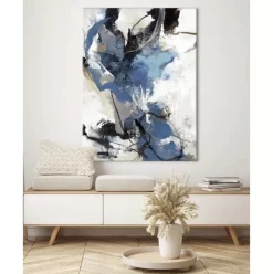 Handbemalter Leinwanddruck Blue Vibes