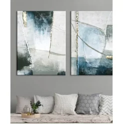 Handgemaltes Leinwandbild Golden Blue I