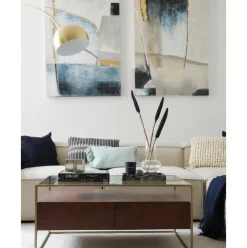 Handgemaltes Leinwandbild Golden Blue I