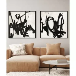 Handgemaltes Leinwandbild Playblack Mit Holzrahmen