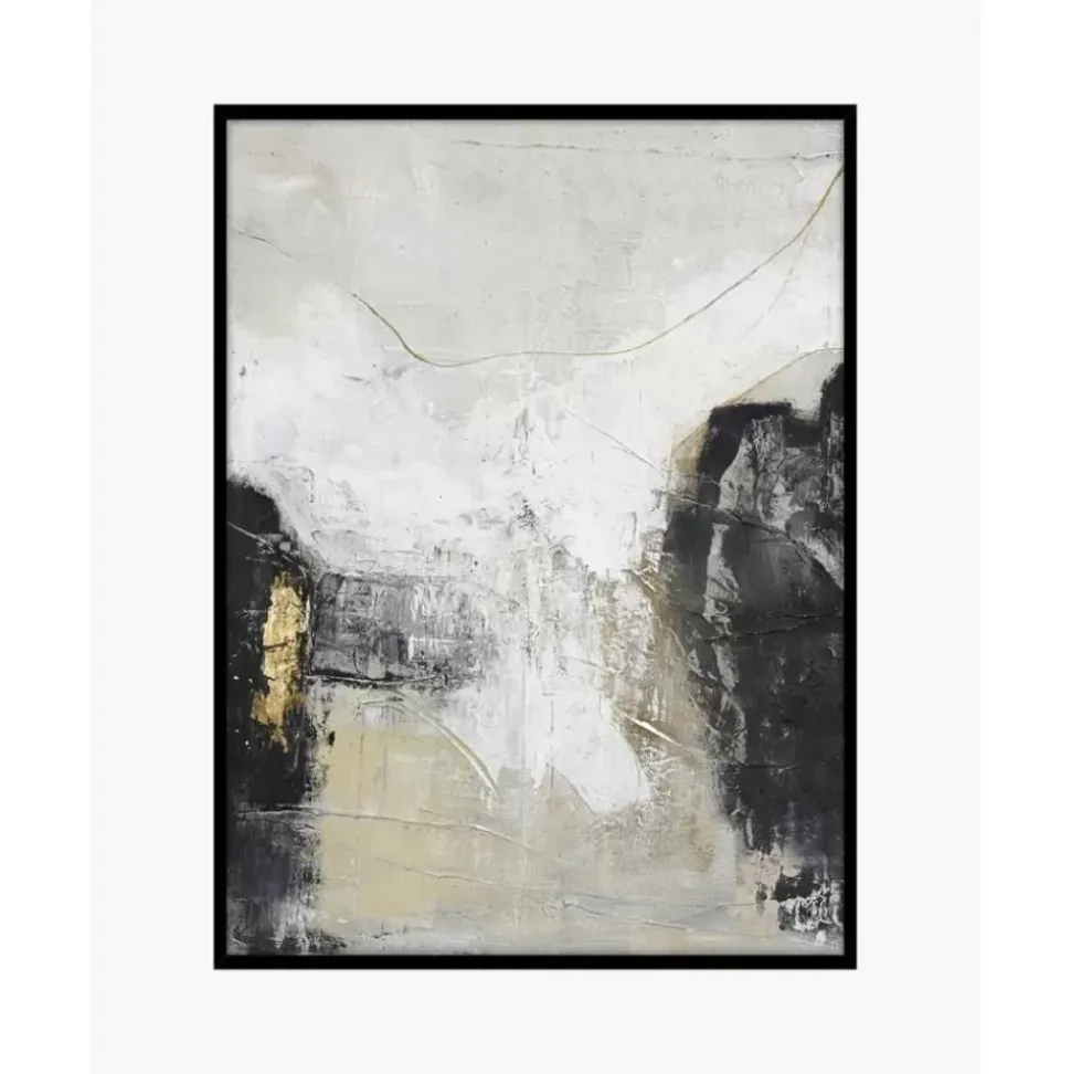 Handgemaltes Leinwandbild White Noir Mit Holzrahmen