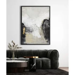 Handgemaltes Leinwandbild White Noir Mit Holzrahmen