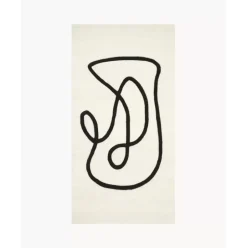 Handgetufteter Wollteppich Line Mit One Line Zeichnung