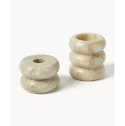 2In1 Kerzen- Und Teelichthalter Orta Aus Marmor, 2Er-Set
