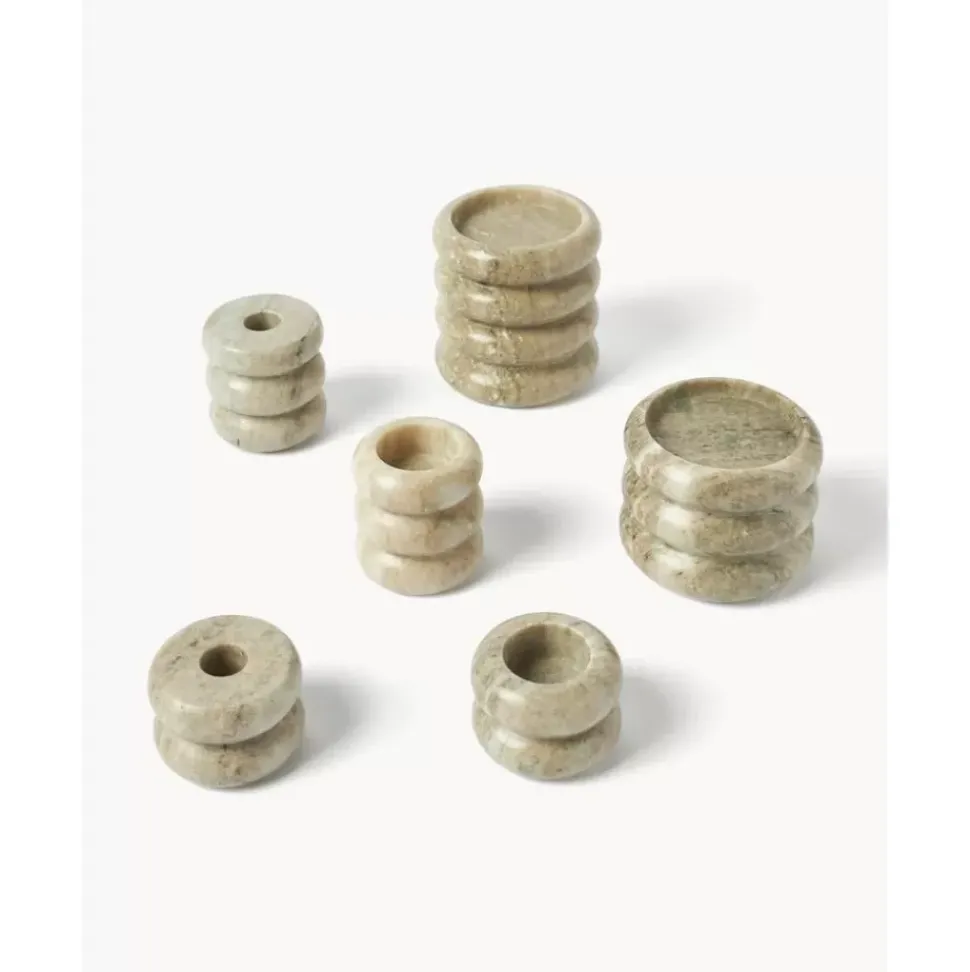 2In1 Kerzen- Und Teelichthalter Orta Aus Marmor, 2Er-Set