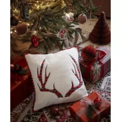 Karierte Kissenhulle Myles Mit Weihnachtlichem Motiv