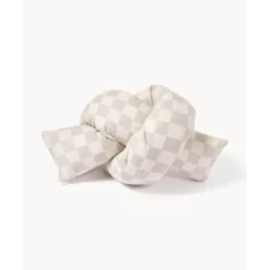 Kariertes Samt-Dekokissen Knot, Mit Inlett