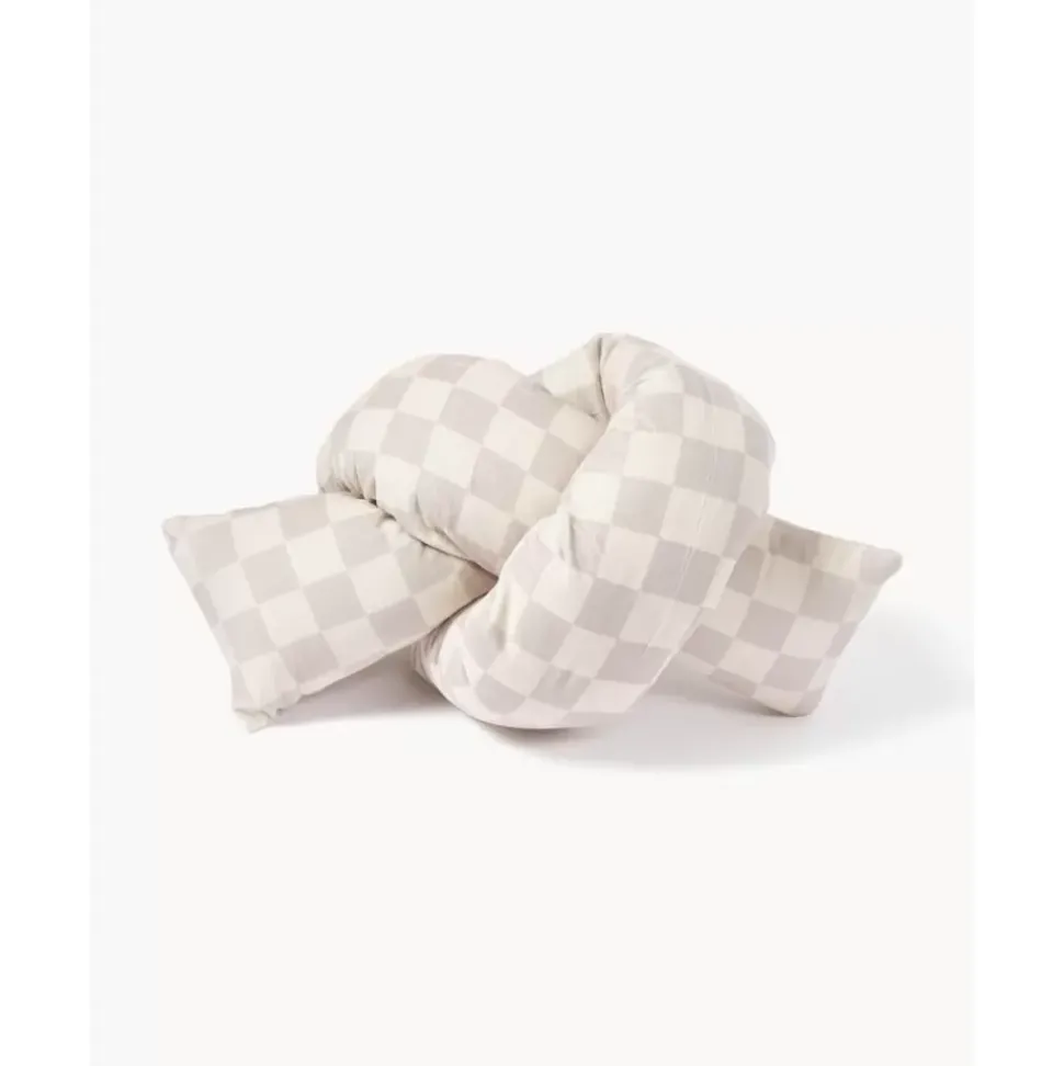 Kariertes Samt-Dekokissen Knot, Mit Inlett