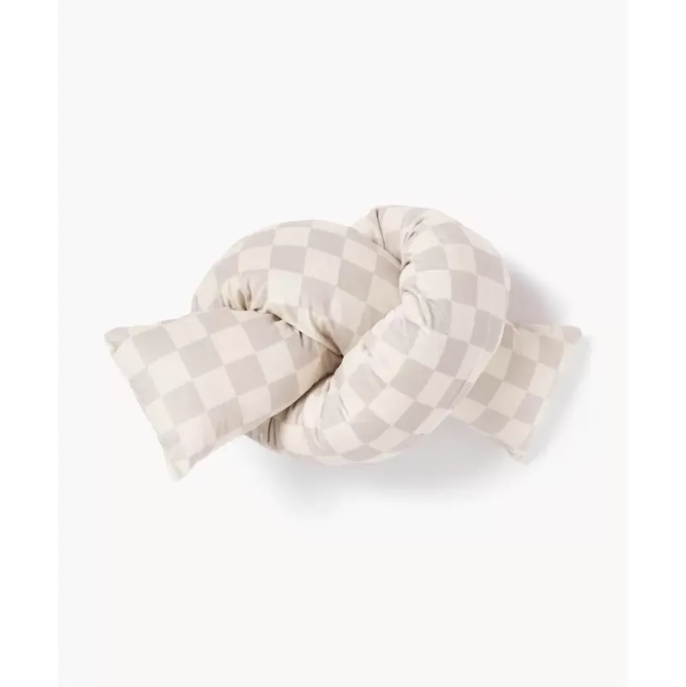 Kariertes Samt-Dekokissen Knot, Mit Inlett