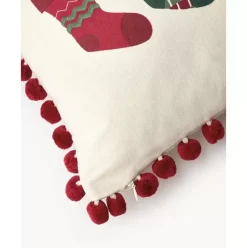 Kissenhulle Coldin Mit Winterlichem Motiv Und Pompons