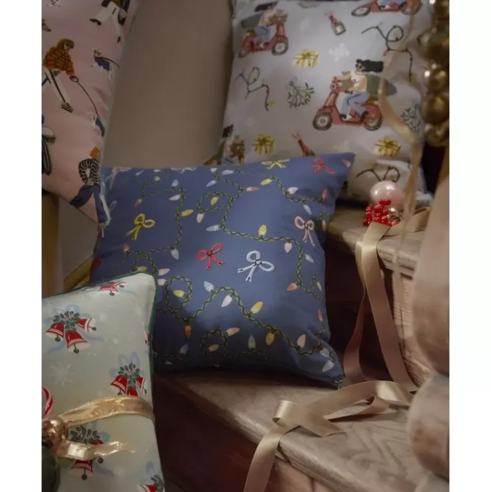 Kissenhulle Ribbons Mit Weihnachtsaufdruck Und Stickerei
