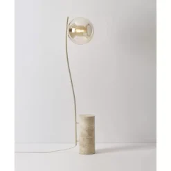 Kleine Stehlampe Cora Mit Travertin-Fus