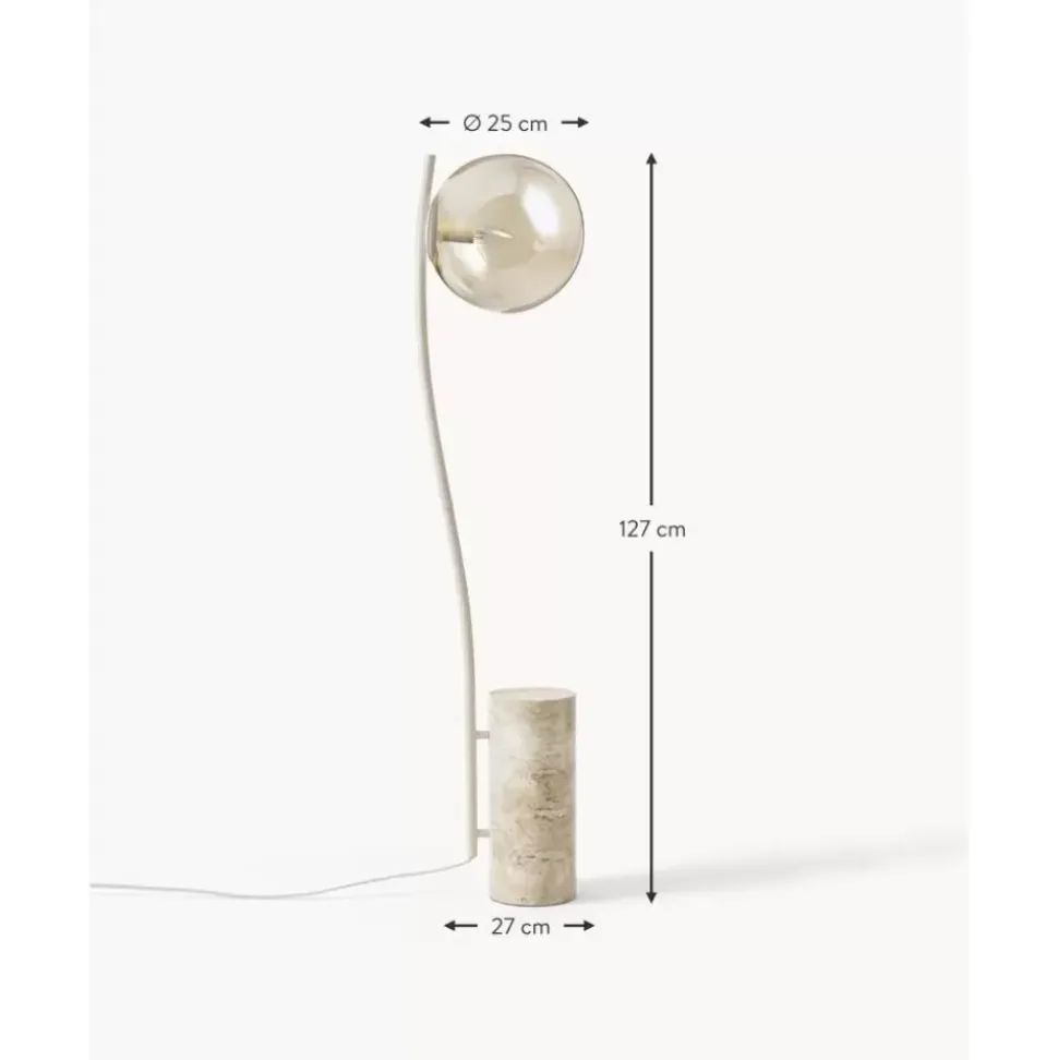 Kleine Stehlampe Cora Mit Travertin-Fus