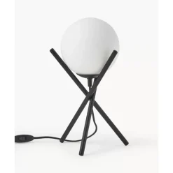 Kleine Tripod Tischlampe Erik Mit Glasschirm