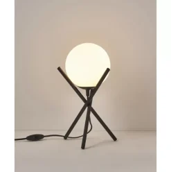 Kleine Tripod Tischlampe Erik Mit Glasschirm