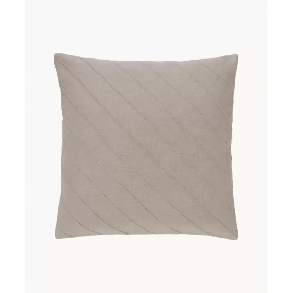 Leinen-Kissenhulle Malia In Beige Mit Strukturmuster
