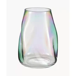 Mundgeblasene Glas-Vase Rainbow, Irisierend