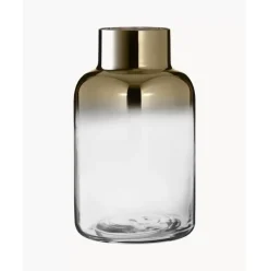 Mundgeblasene Glas-Vase Uma Mit Gold-Schimmer