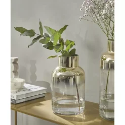 Mundgeblasene Glas-Vase Uma Mit Gold-Schimmer